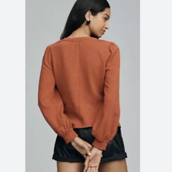Anthropologie Pilcro Women's Twist Front Sweatshirt Top Copper Size XS - Picture 2 of 11